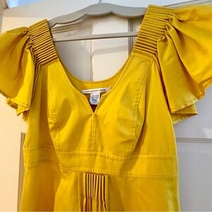 DVF Yellow Sateen Dress with Couture Details
